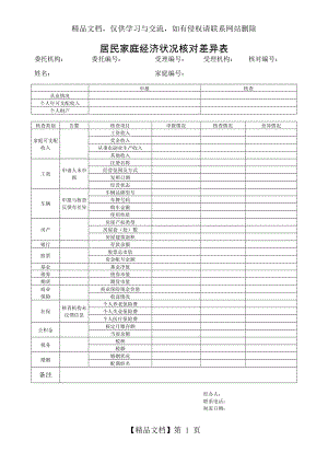 居民家庭经济状况核对差异表.doc