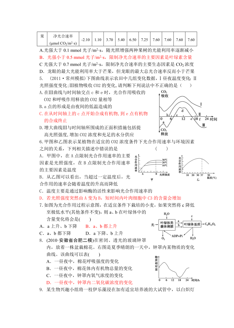 光合作用和呼吸作用综合试题.doc_第2页