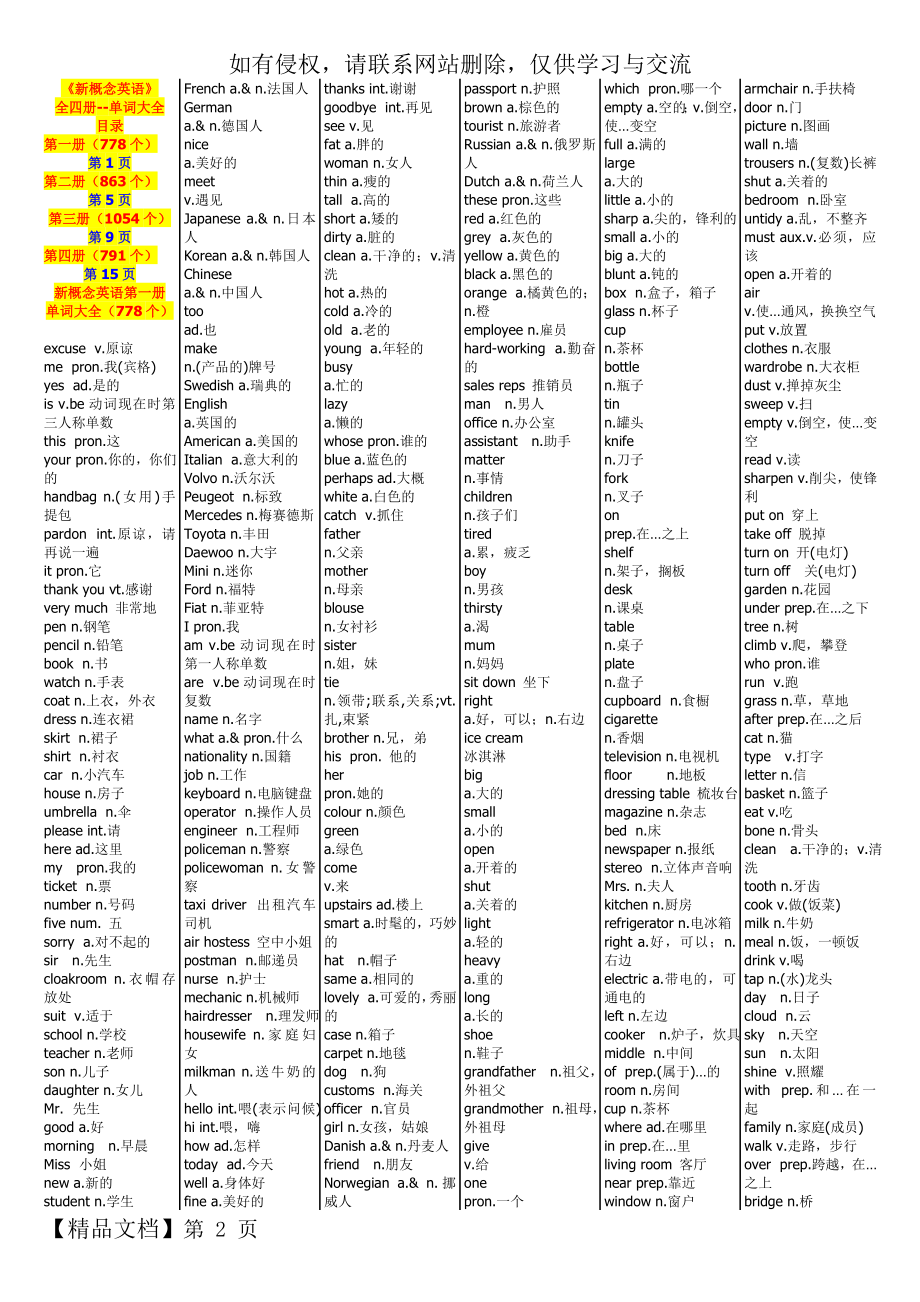 (精排版)《新概念英语》1-4册单词大全(总共3486个)复习课程.doc_第2页