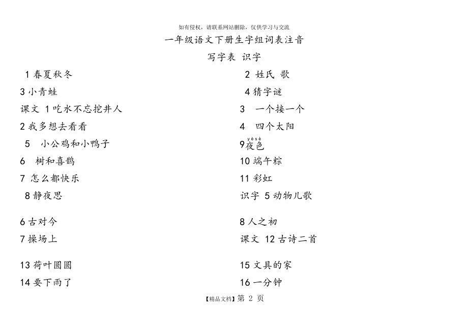 人教版部编版一年级语文下册生字表.doc_第2页