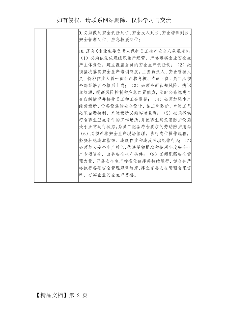 企业主要负责人安全生产责任清单精品文档5页.doc_第2页