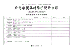 应急救援器材维护记录台账.doc