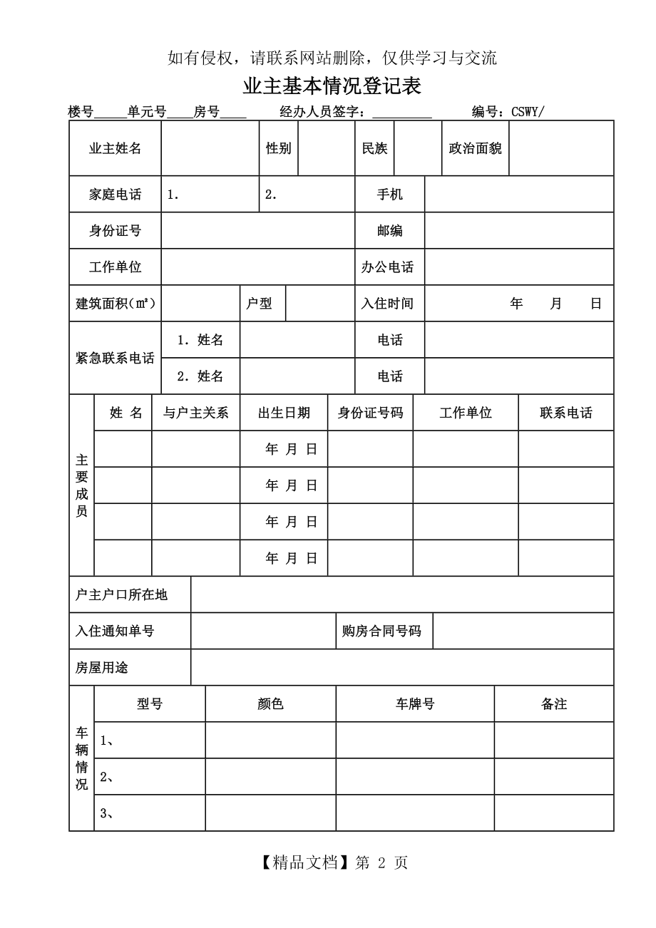 小区业主基本情况登记表.doc_第2页