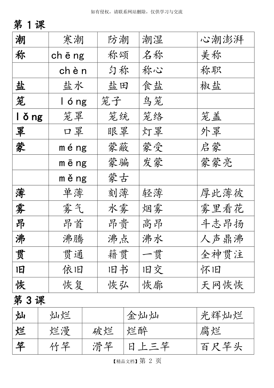 人教版四年级上册语文生字组词.doc_第2页