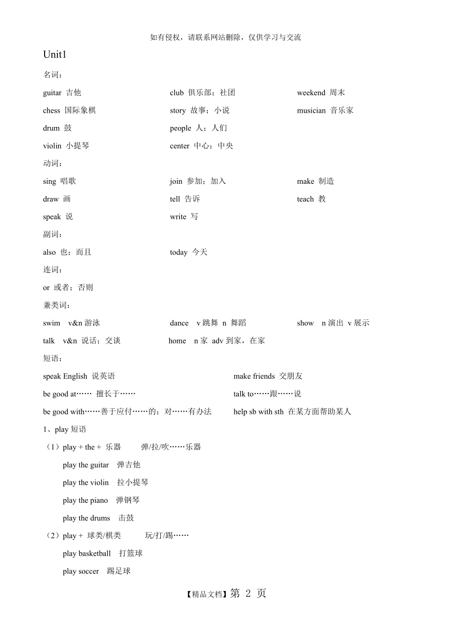 人教版七年级下册英语Unit1知识点.doc_第2页