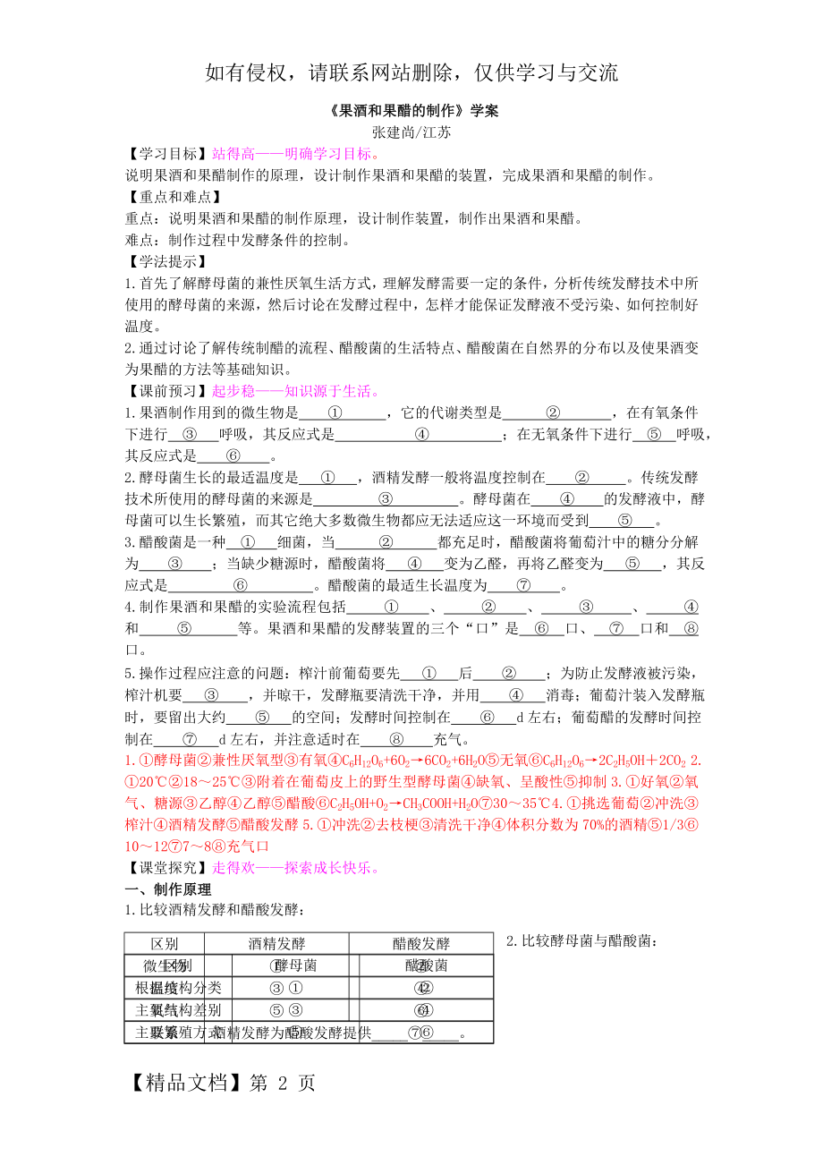 《果酒和果醋的制作》学案5页word.doc_第2页