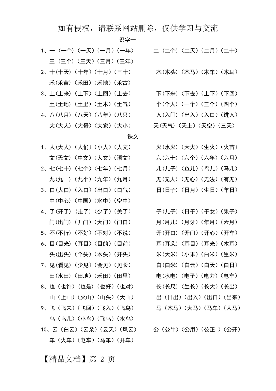 一年级上册生字表二生字组词.doc_第2页