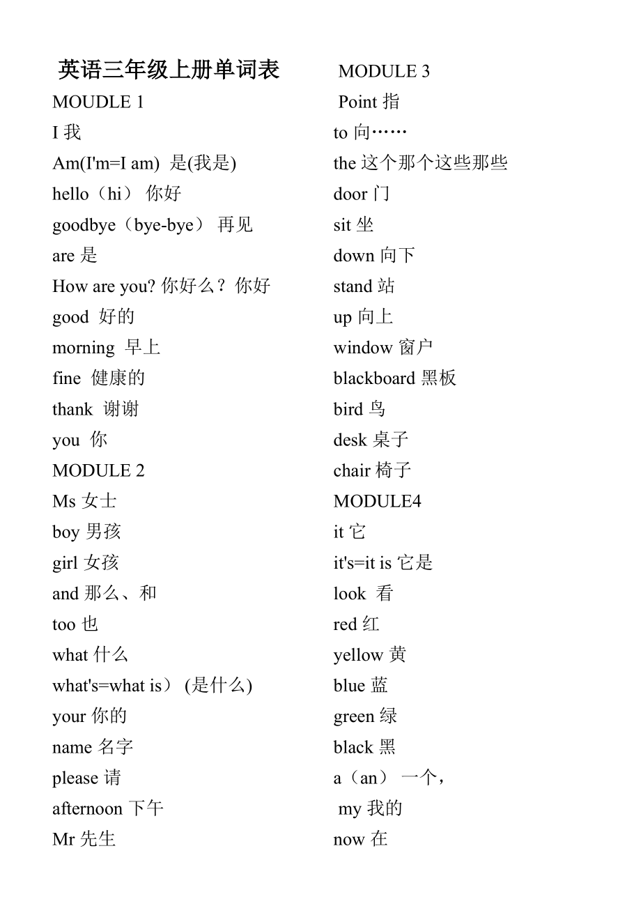 小学英语三年级上册单词表.doc_第2页