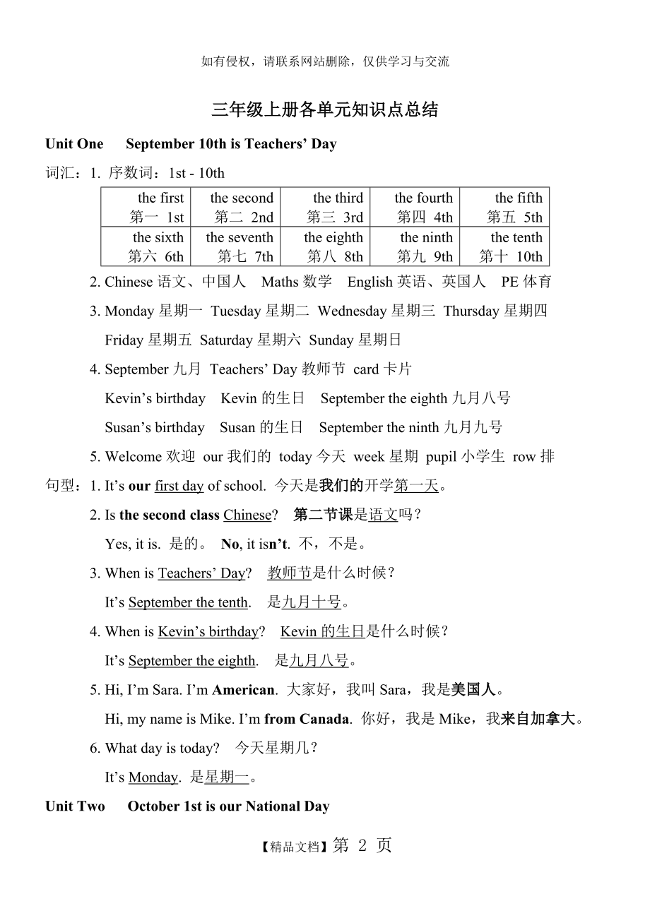 一年级起点英语三年级上册各单元知识点总结.doc_第2页