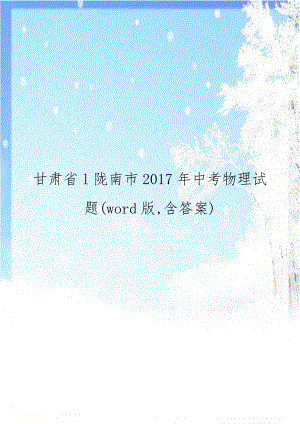 甘肃省l陇南市2017年中考物理试题(word版,含答案).doc