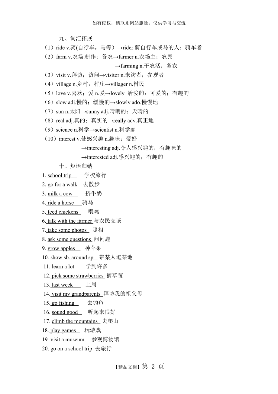 人教版七年级下册英语11单元知识点总结及练习题教案资料.doc_第2页