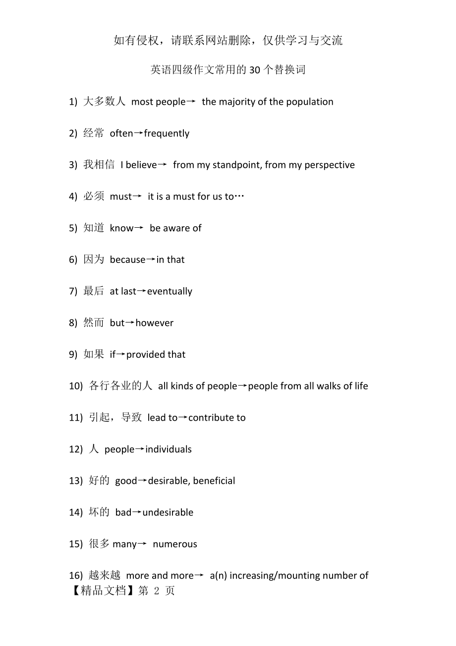 英语四级作文常用的30个替换词.doc_第2页