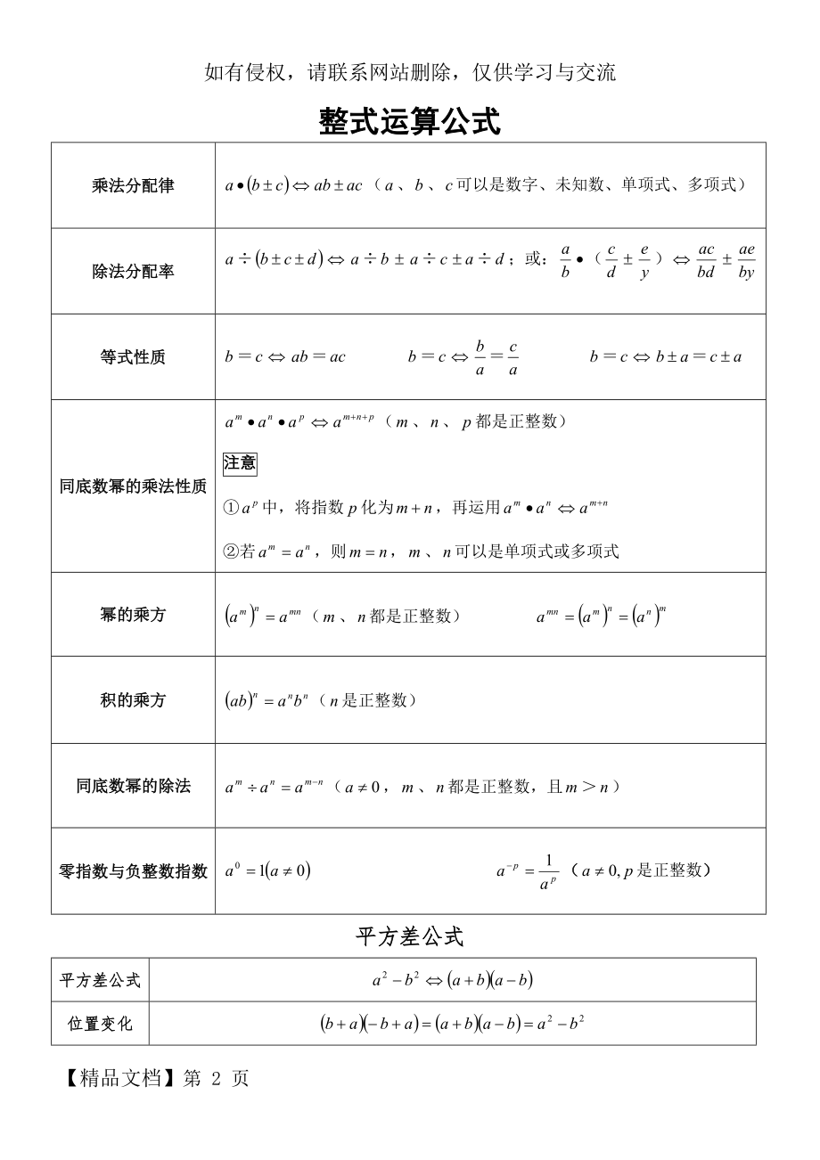 整式运算公式汇总共3页word资料.doc_第2页