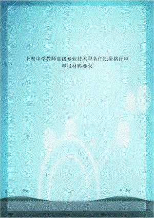 上海中学教师高级专业技术职务任职资格评审申报材料要求上课讲义.doc