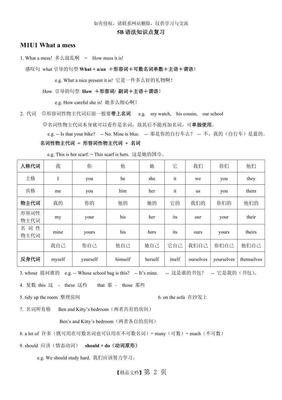 上海牛津英语5B语法知识点复习教案资料.doc_第2页