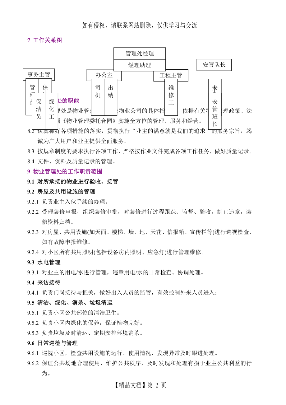 物业管理处组织架构及工作职责.doc_第2页