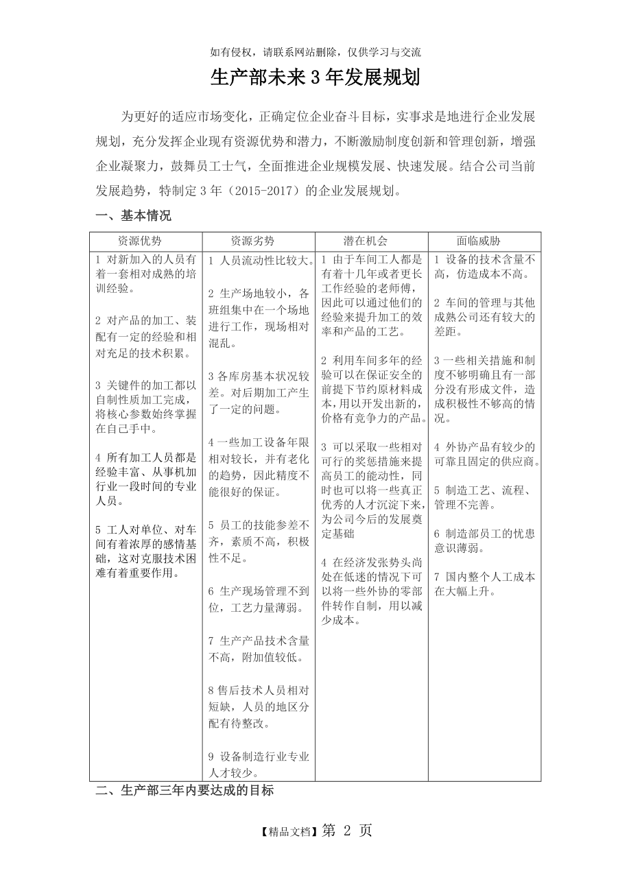 企业发展规划(生产部)教学文案.doc_第2页