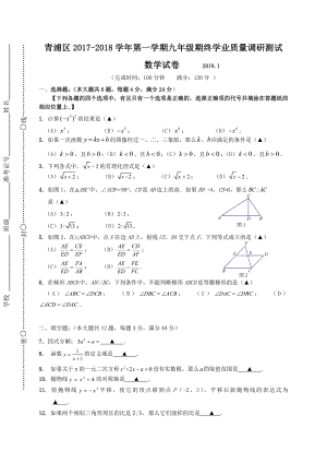 青浦区2018年初三数学一模试卷答案.doc