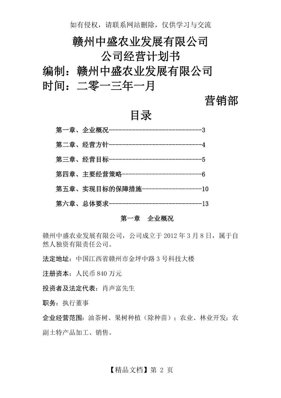 公司运营计划书模板资料.doc_第2页