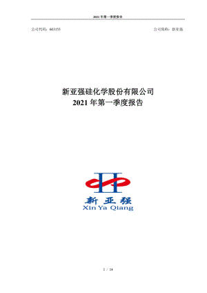 新亚强：2021年第一季度报告.PDF