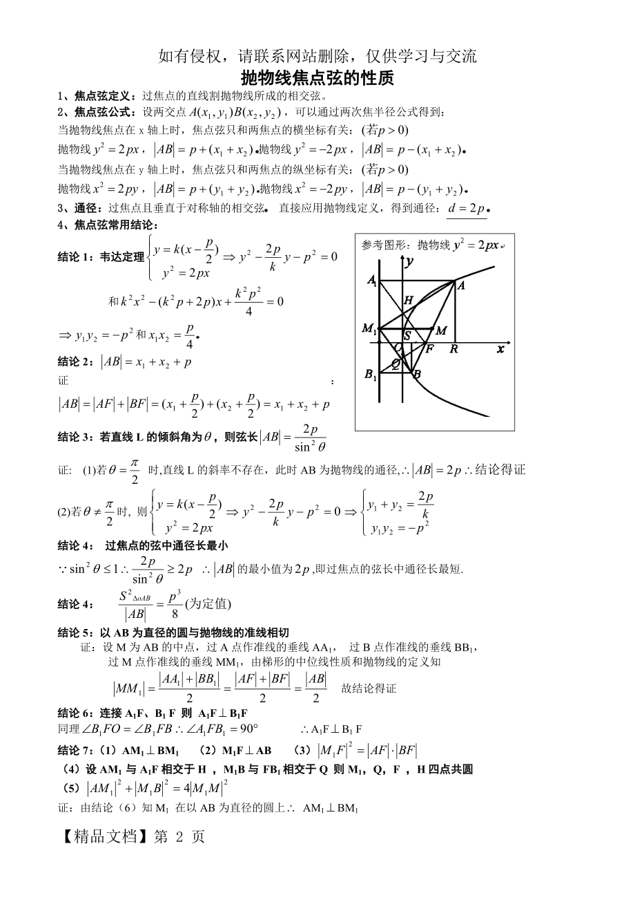 高考数学抛物线焦点弦的性质.doc_第2页