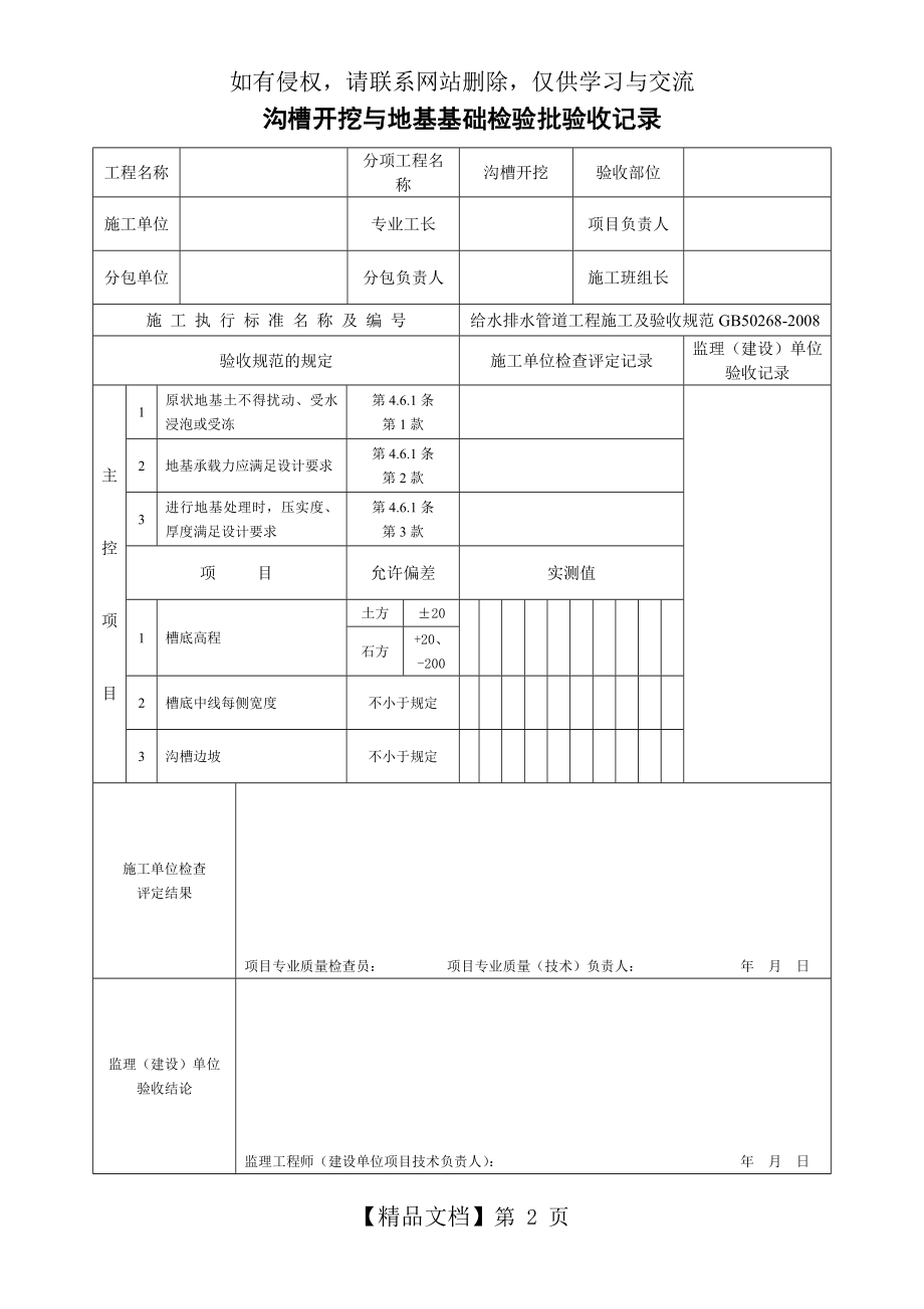 给水排水工程验收表格GB50268-2008.doc_第2页