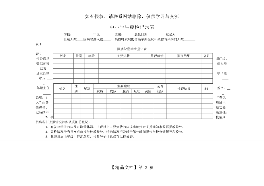 中小学生晨检记录表讲课讲稿.doc_第2页