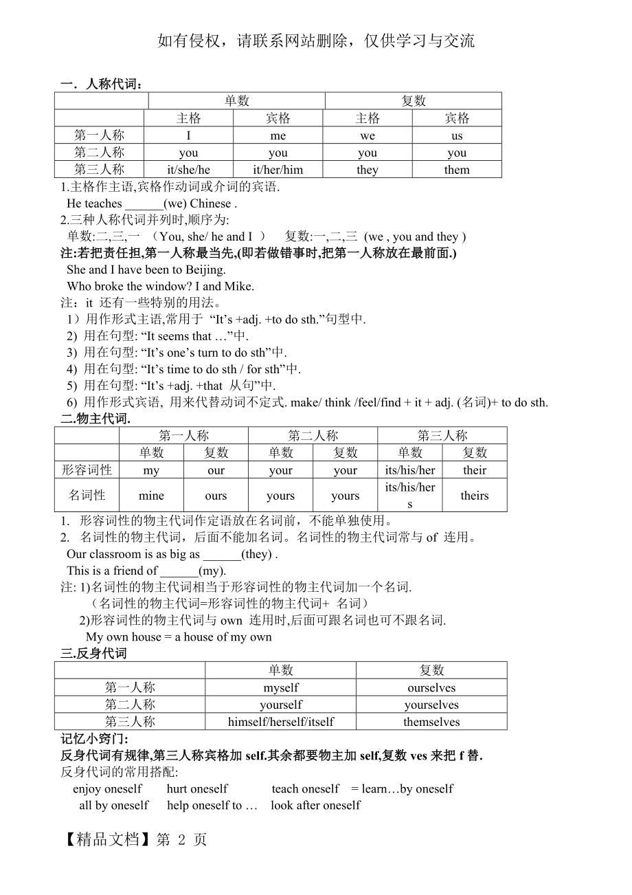 中考英语代词知识点总复习电子版本.doc_第2页