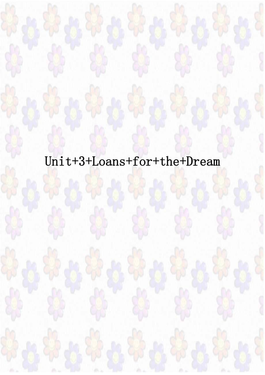 Unit+3+Loans+for+the+Dream教学内容.doc_第1页