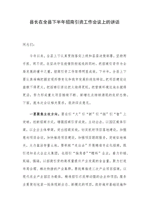 县长在全县下半年招商引资工作会议上的讲话.docx