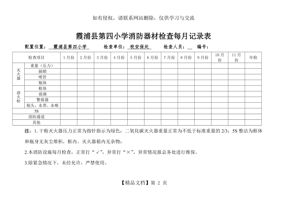 消防器材检查每月记录表.doc_第2页