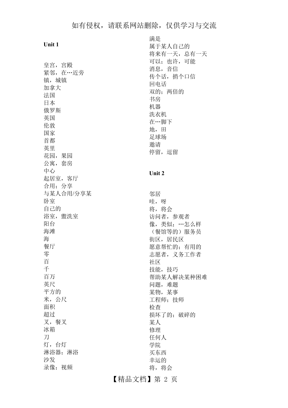 苏教版英语七年级下册1-8课单词默写.doc_第2页