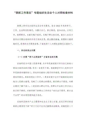 “狠抓工作落实”专题组织生活会个人对照检查材料.docx