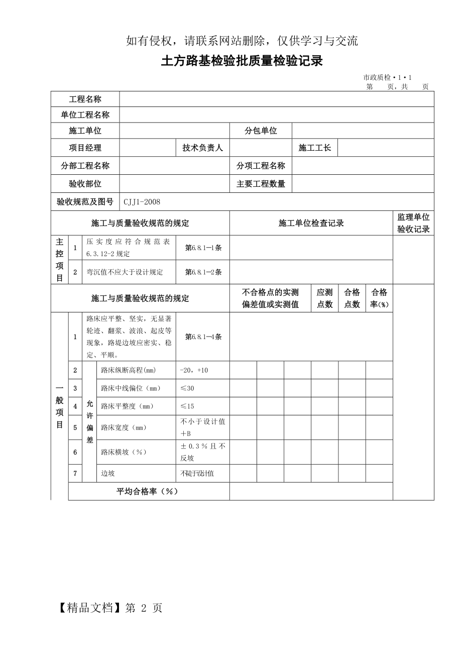 市政工程质检检验批表格汇总!89页.doc_第2页