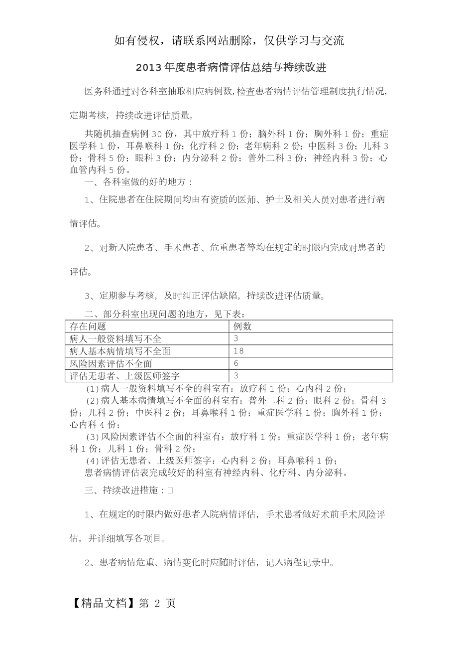 度患者病情评估总结与持续改进共3页word资料.doc_第2页