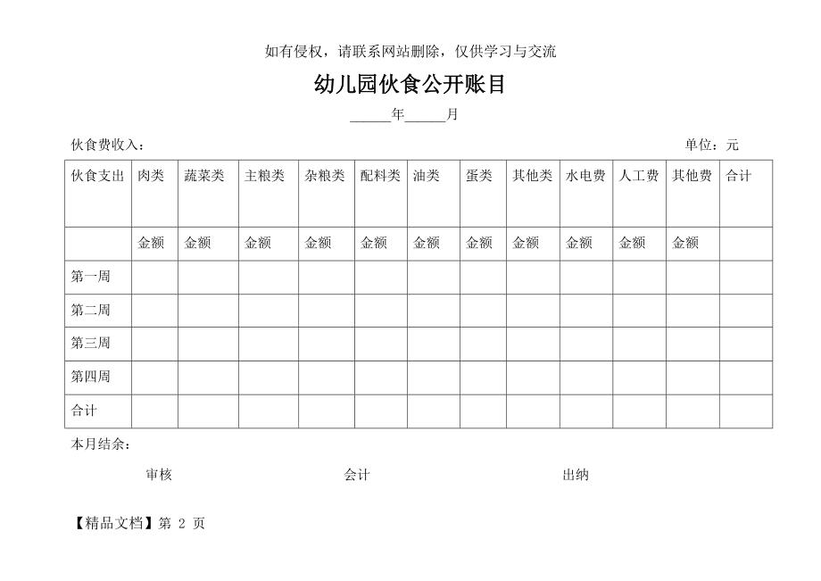 幼儿园伙食公开账目2页word文档.doc_第2页