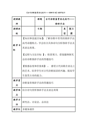 人教版高中语文选修--语言文字应用《第二节　语言表达的十八般武艺--修辞手法》教学设计1.doc