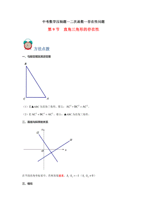 中考数学 专题09 存在性-直角三角形（解析版）.doc