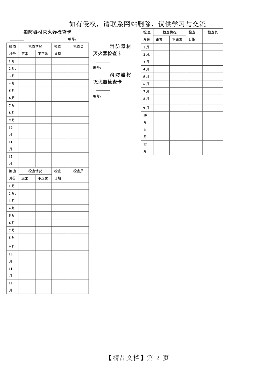 消防器材灭火器检查卡.doc_第2页