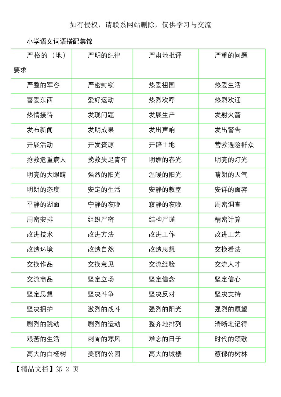 小学语文词语搭配集锦和检测-10页文档资料.doc_第2页