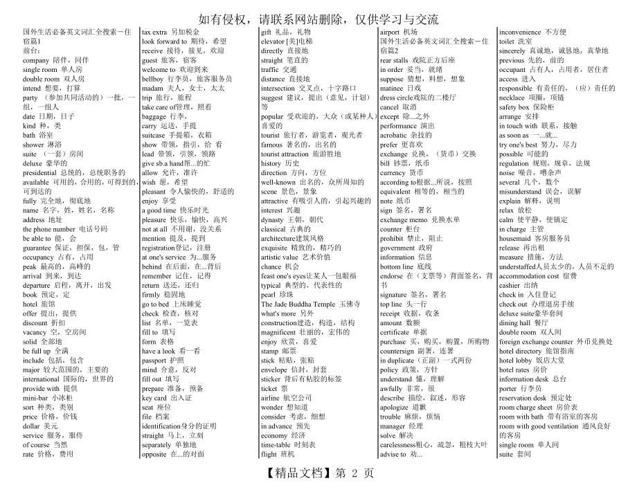 五星级酒店英语大全教学文案.doc_第2页