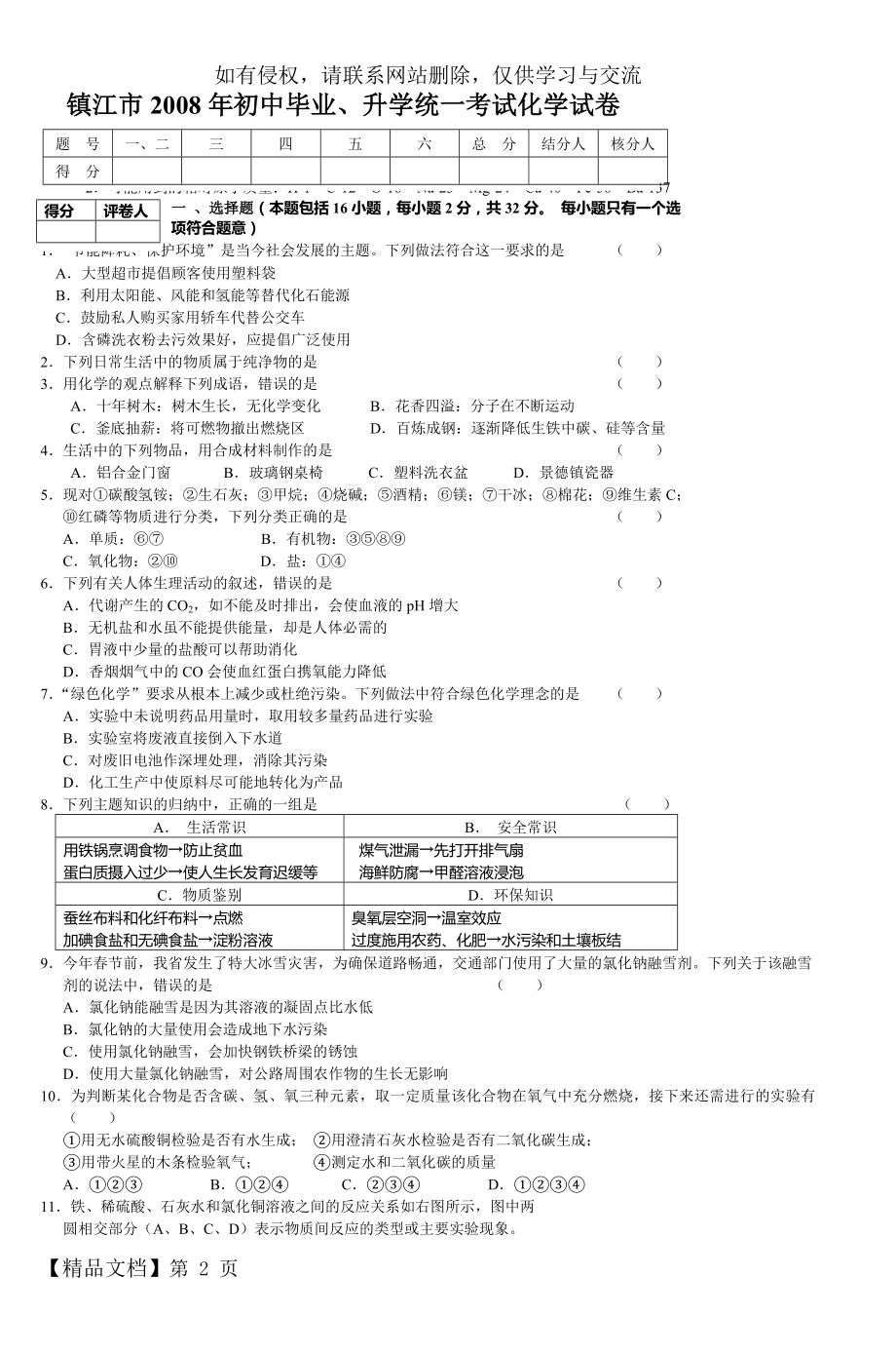 镇江市2008年中考化学试卷.doc_第2页