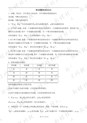 常用逻辑用语_知识点+习题+答案.doc