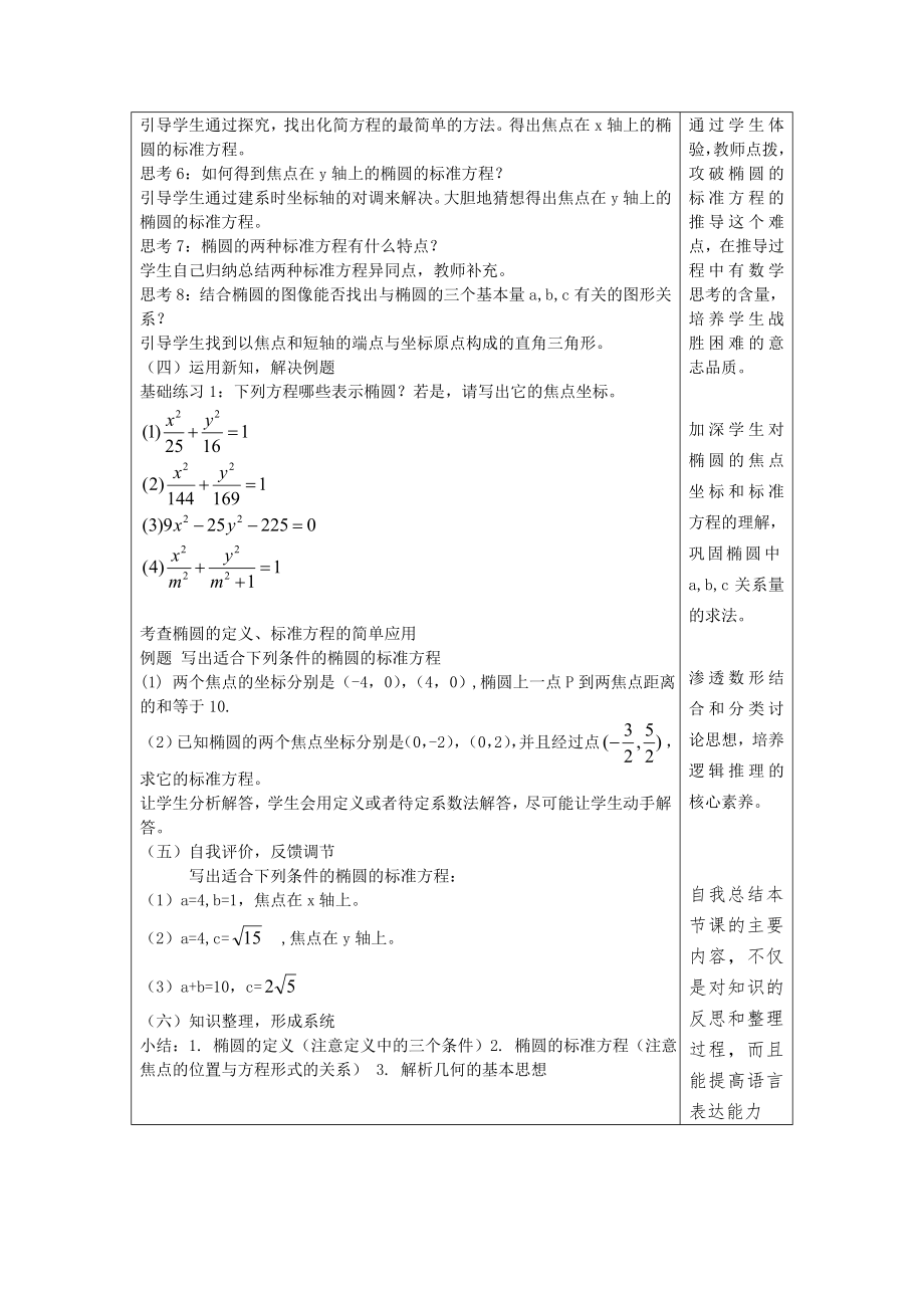 2021-2022学年高中数学人教A版选择性必修第一册3.1.1 椭圆及其标准方程 教学设计 (1).doc_第2页