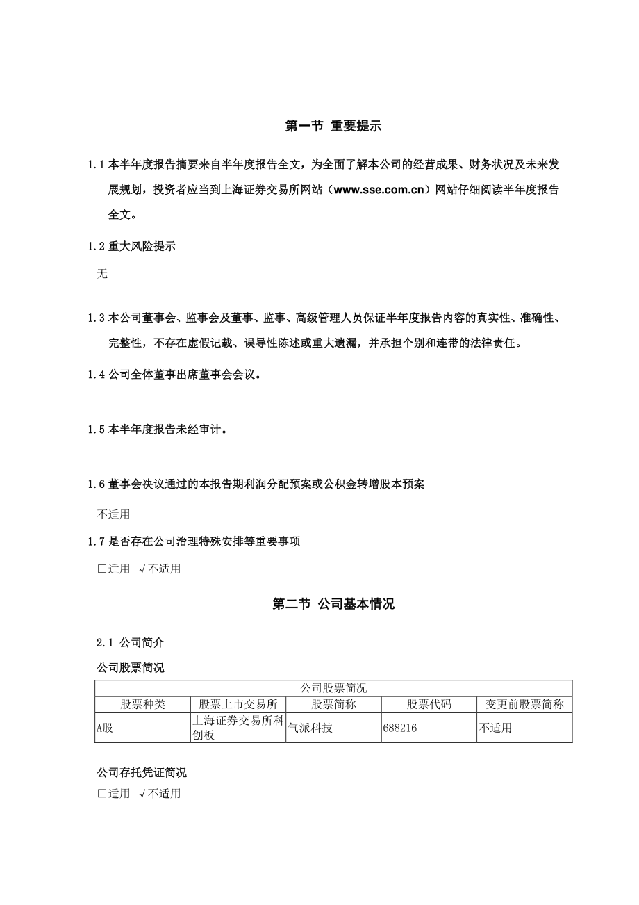 气派科技：气派科技股份有限公司2022年半年度报告摘要.PDF_第2页