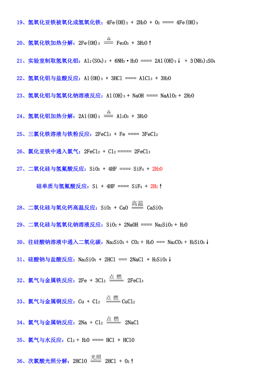 高中化学必修一二化学方程式汇总64806.doc_第2页