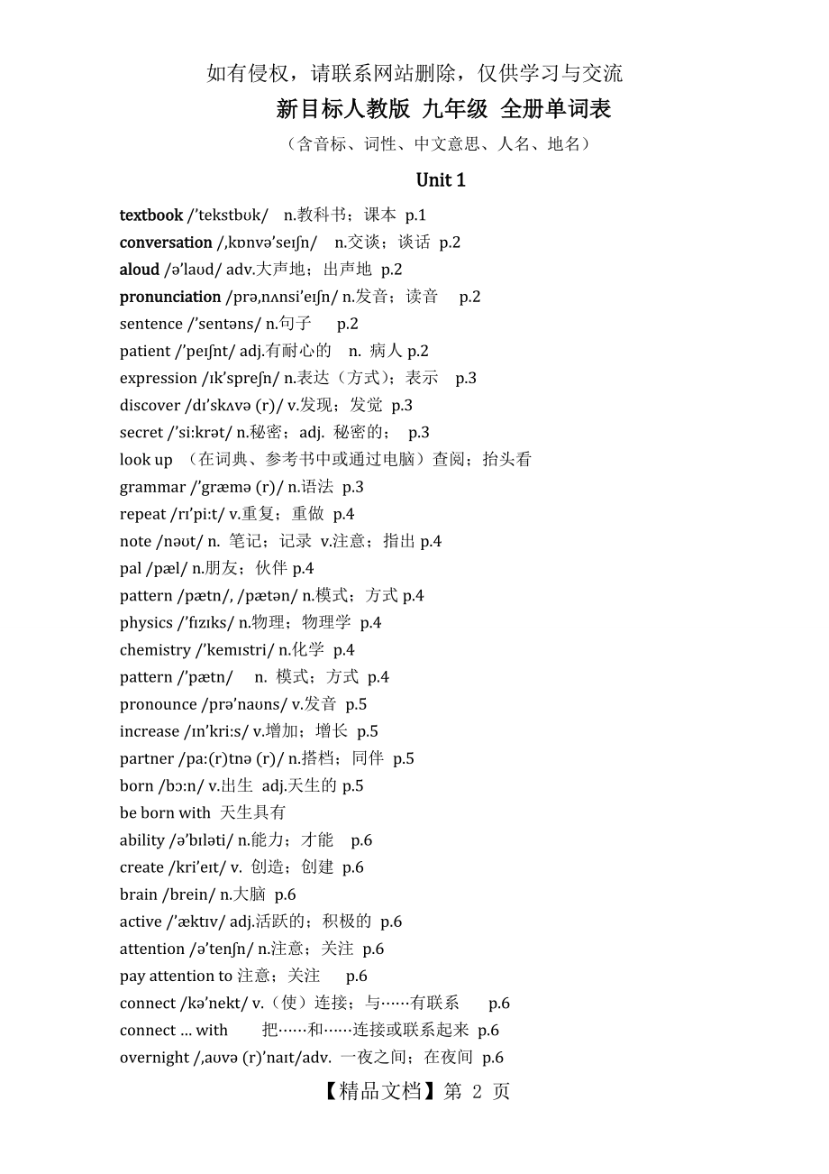 新目标人教版九年级英语全册单词表 (完整版)(含音标).doc_第2页