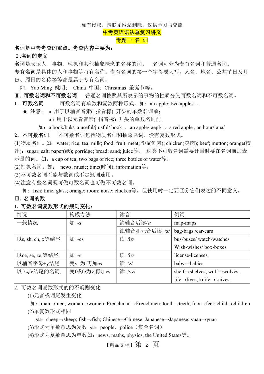 中考人教版英语复习资料教学资料.doc_第2页