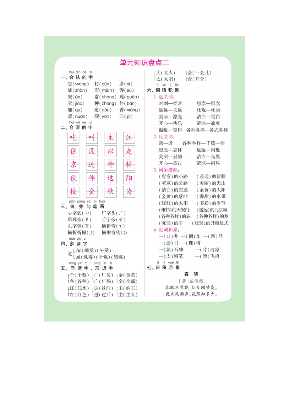 全册知识点汇集（素材）-一年级下册语文.doc_第2页