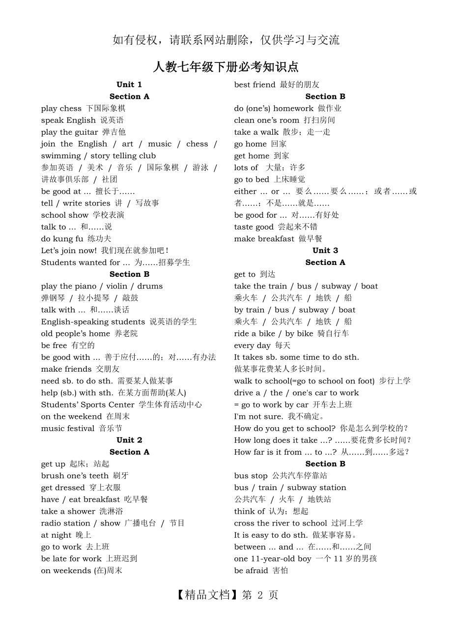 新人教版七年级英语下册必考知识点.doc_第2页